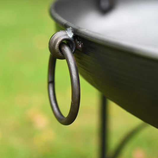 Close up view of fire bowl handle