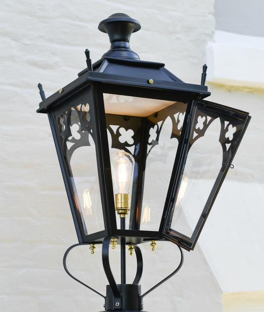 75cm Black Gothic Lantern With Door Open