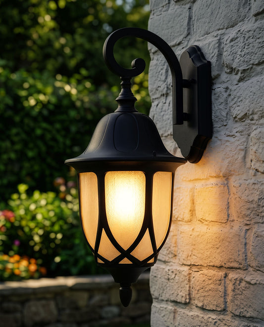 Traditional Ornate Top Fix Wall Lantern Digital Illustration At Night