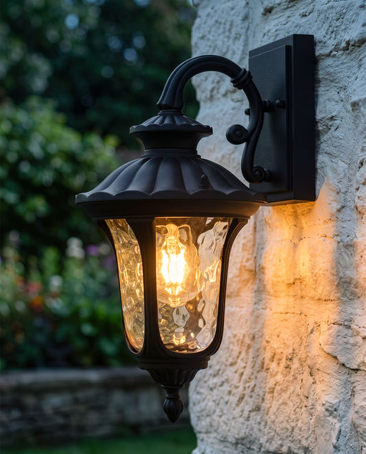 'Hudson' Victorian Aluminium Top Fix Wall Lantern - 37cm Digital Illustration At Night