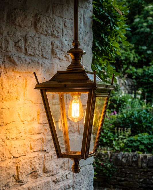 Rigid Hanging Lantern Antique Brass Digital Illustration At Night