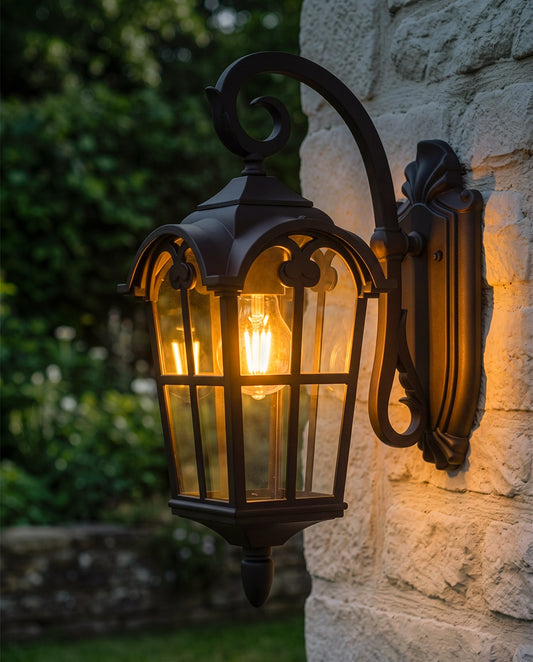 'VICTORIA' BRONZE TRADITIONAL TOP FIX OUTDOOR WALL LANTERN Digital Illustration At Night