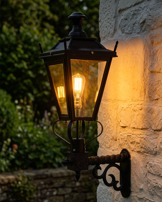 Black 'Dorchester' Wall Light Digital Illustration At Night
