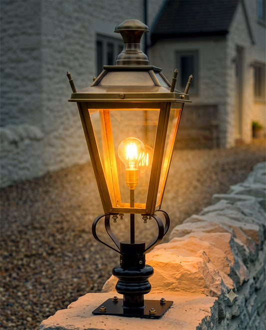 Antique Brass 'Dorchester' Pillar Light - 81cm Digital Illustration At Night