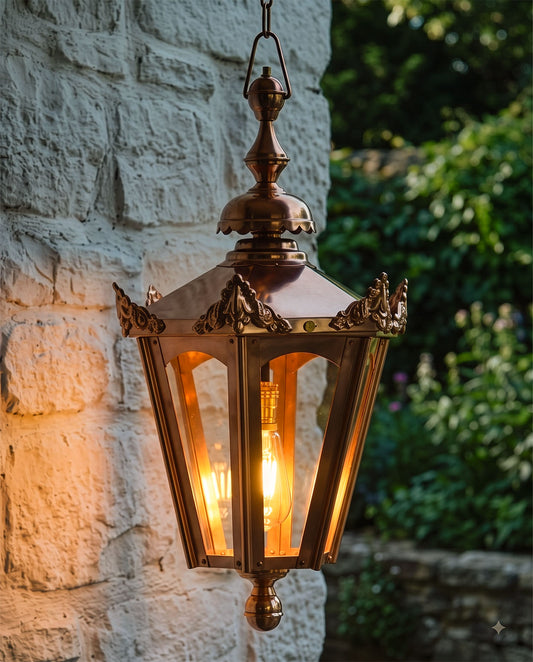 Copper Hexagon Hanging Lantern Digital illustration At Night