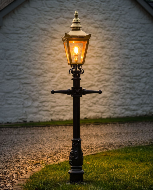 Brass Miniature Victorian Lamp Post Set 1.5m Digital Illustration At Night