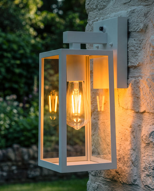 'Boîte' Glass White Wall Light Digital Illustration At Night