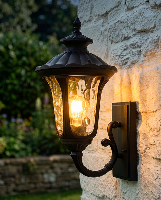 'Eaton' Traditional Ornate Victorian Aluminium Bottom Fix Wall Lantern - 44cm Digital Illustration At Night