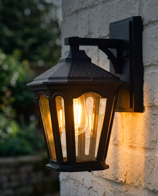 'Newman' Black Victorian Wall Light Digital Illustration At Night
