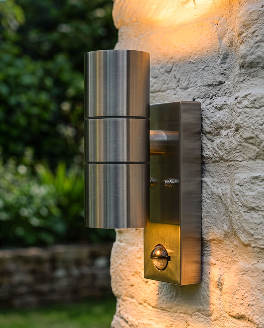 Stainless Steel Contemporary Downlighter Wall Light Digital Illustration At Night