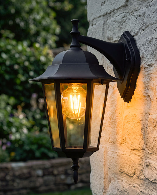 'Grosvenor' Traditional Top Fix Wall Lantern Digital Illustration At Night