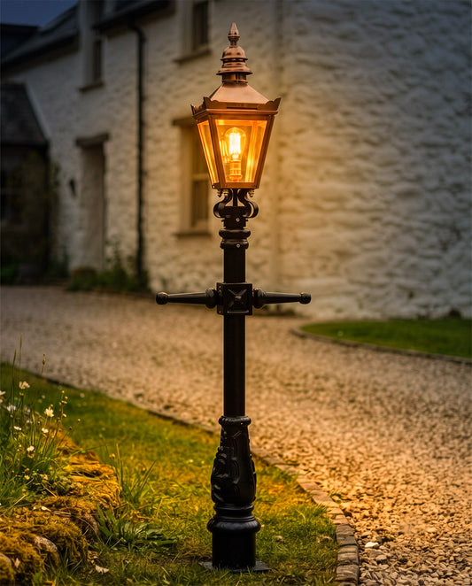 Copper Miniature Victorian Lamp Post Set 1.5m Digital Illustration At Night