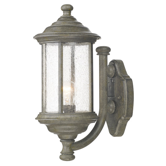Aged Iron Finish Wall Lantern With Textured Glass
