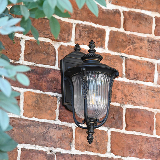 Antique Bronze Ribbed Glass Wall Lantern