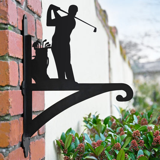 "Golfer" Garden Hanging Basket Bracket In Situ