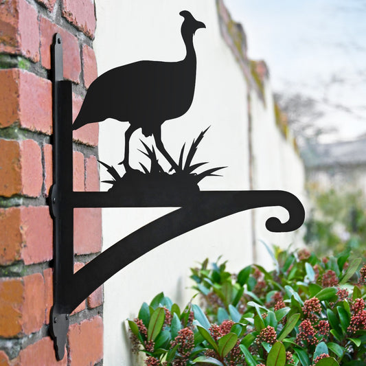 "Guinea Fowl" Garden Hanging Basket Bracket In Situ