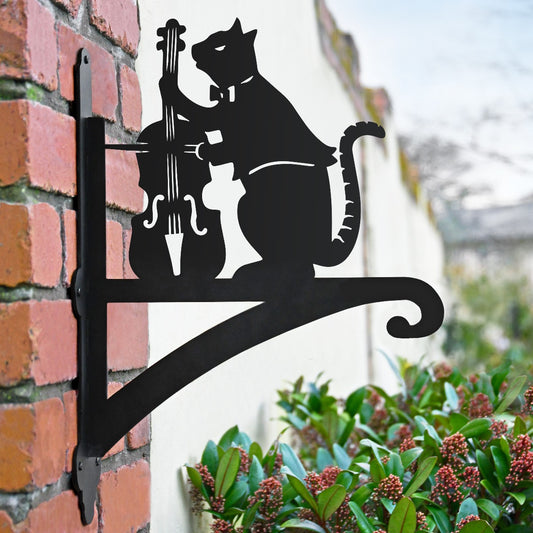 "Cat and The Fiddle" Garden Hanging Basket Bracket In Situ