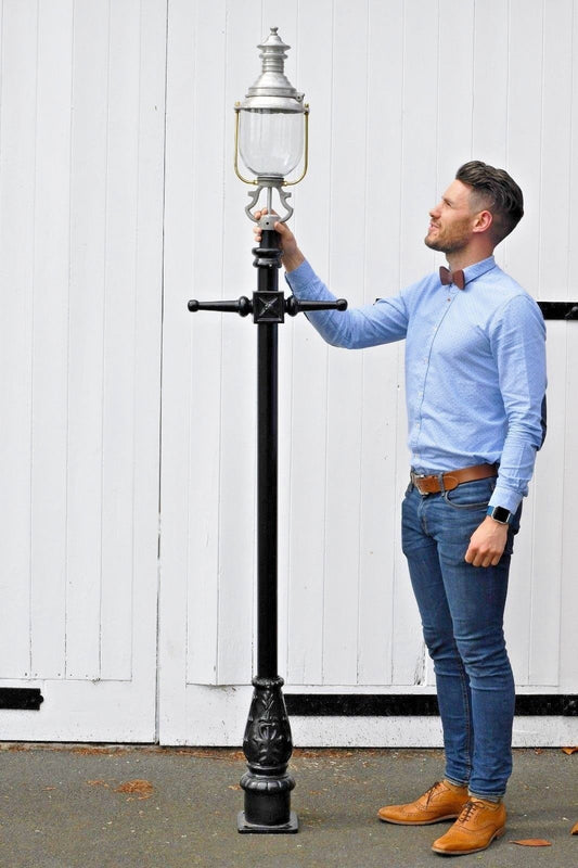 Black and Raw Aluminium Victorian Belgravia Lamp Post 2.20m