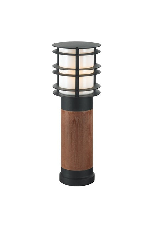 Medium Pine Wood and Steel Bollard Light