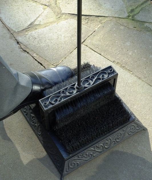 Close up boot brush in garden