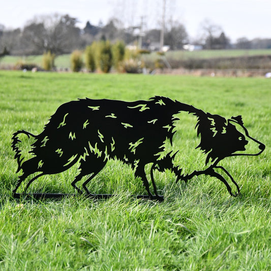 Black Border Collie Sheepdog Garden Sheet Steel Silhouette