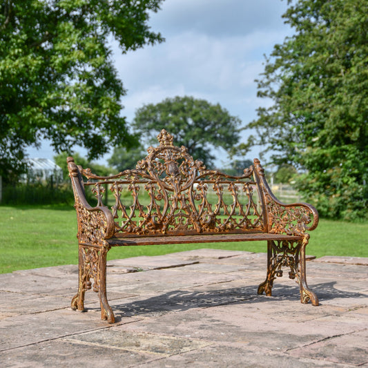 Heavy Cast Iron Rustic Gothic Garden Bench