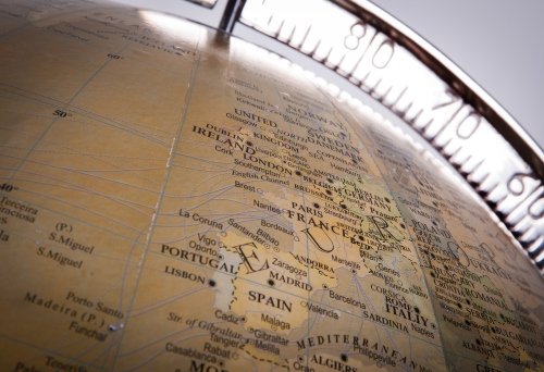Close up vintage globe