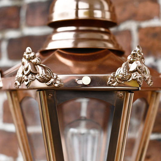 Close Up Of Copper Hexagonal Victorian Lantern