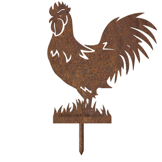 Rusic Rooster Garden Sheet Steel Silhouette In Rustic