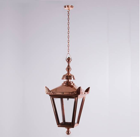 copper hanging lantern on chain
