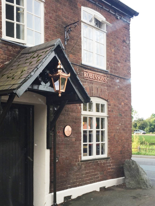 Pair of Copper Hanging Pub Wall Light