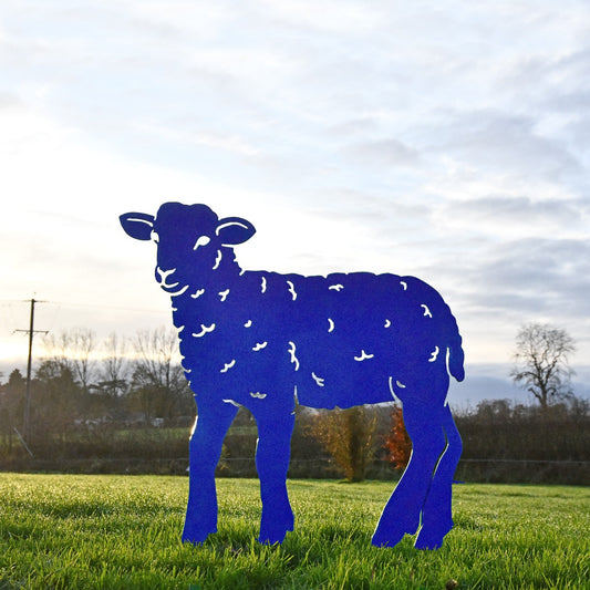 Curly Lamb Garden Sheet Steel Silhouette In Blue
