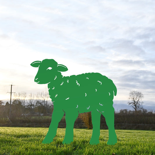Young Curly Lamb Garden Sheet Steel Silhouette In Green
