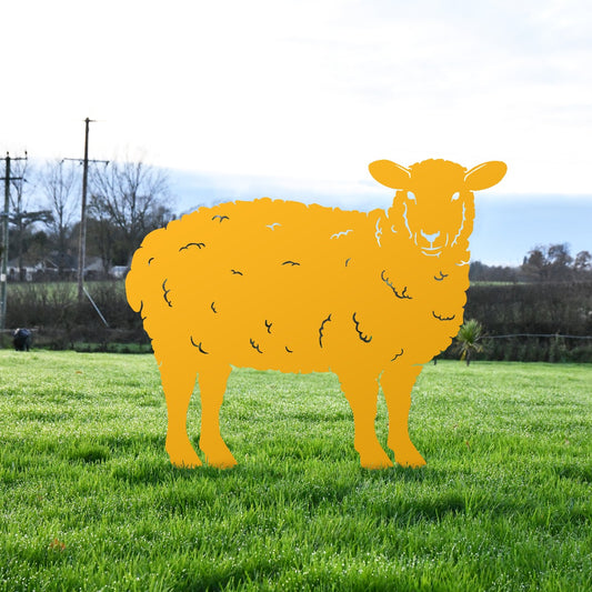 Curly Sheep Garden Sheet Steel Silhouette In Yellow
