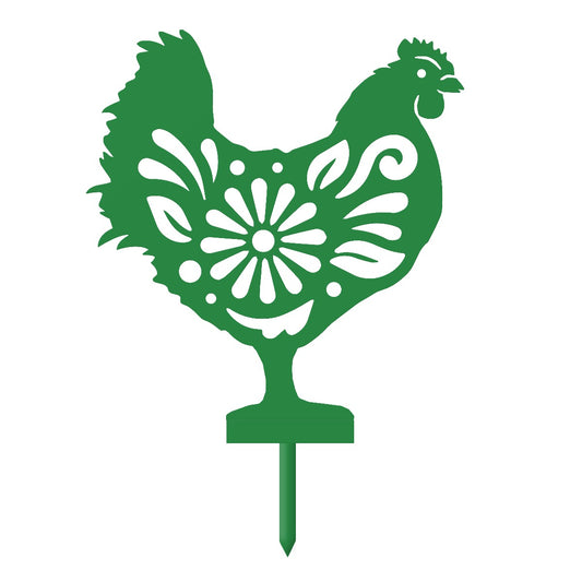 Flower Hen Garden Sheet Steel Silhouette In Green