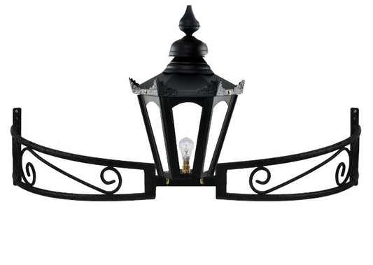 The Black Victorian Lantern on Bow Bracket on a white background