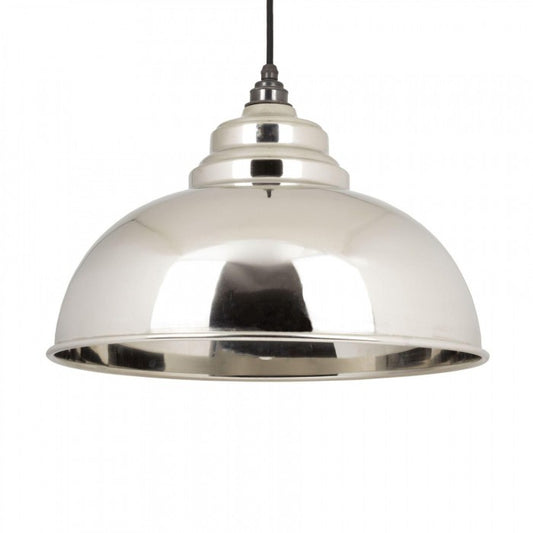 Large Polished Nickel Curved Hanging Pendant Light