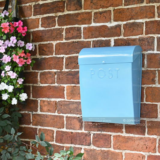 Baby Blue Contemporary Wall Mounted Post & Parcel Box