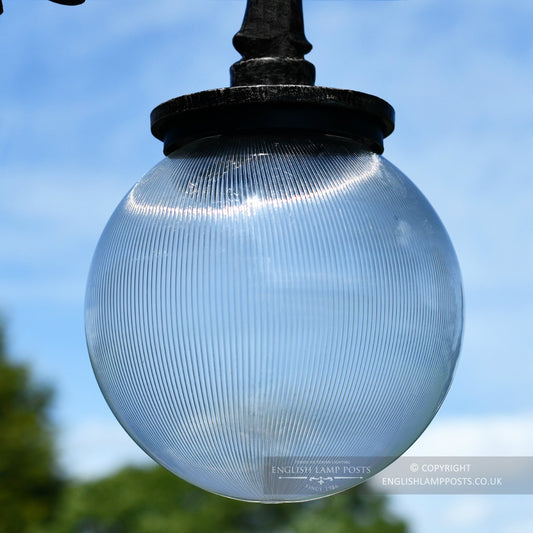 2.5m Antique Black Victorian Globe Cast Iron Lamp Post