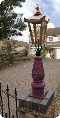 Maroon & Copper Mini Victorian Lamp Post Set