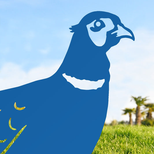 Ring-necked Pheasant Garden Sheet Steel Silhouette In Blue