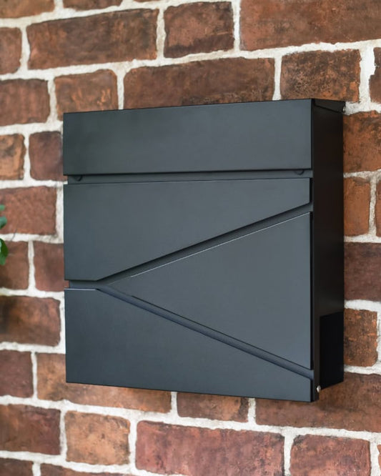 'Haines' Black Wall Mounted Post Box And Newspaper Holder - thumbnail