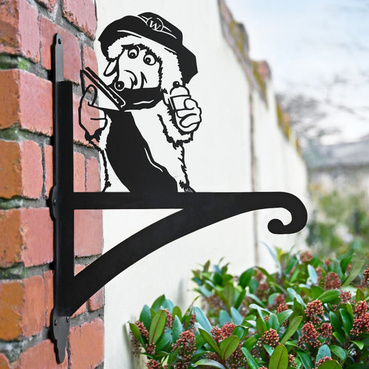 "Orinoco The Womble" Garden Hanging Basket Bracket In Situ