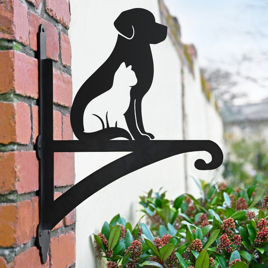 Cat & Dog Silhouette Hanging Basket Bracket In Situ