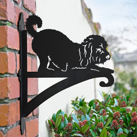 "Playful Cockapoo" Dog Garden Hanging Basket Bracket