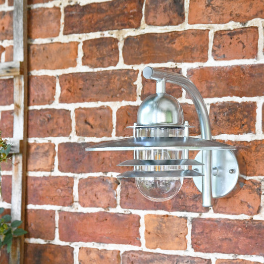 Galvanised Contemporary Wall Lantern with Matching Bracket
