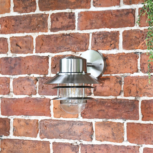 Stainless Steel Top Fix Porch Lantern On Brick Wall