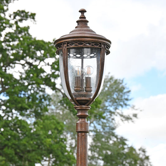 "The Rothford" Antique Bronze Beveled Glass Traditional Lamp Post 2.4m
