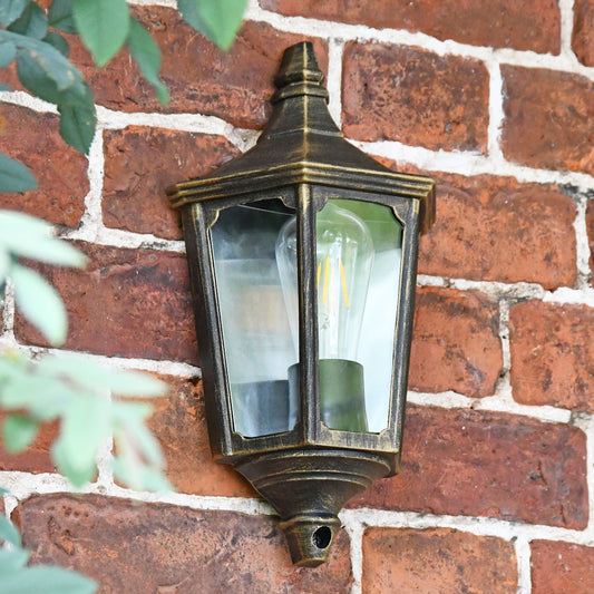 Antique Gold Traditional Flush Wall Lantern