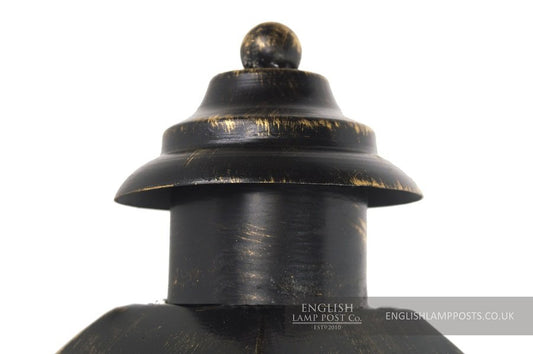 Flush Fitting Black and Antique Gold Wall Lantern
